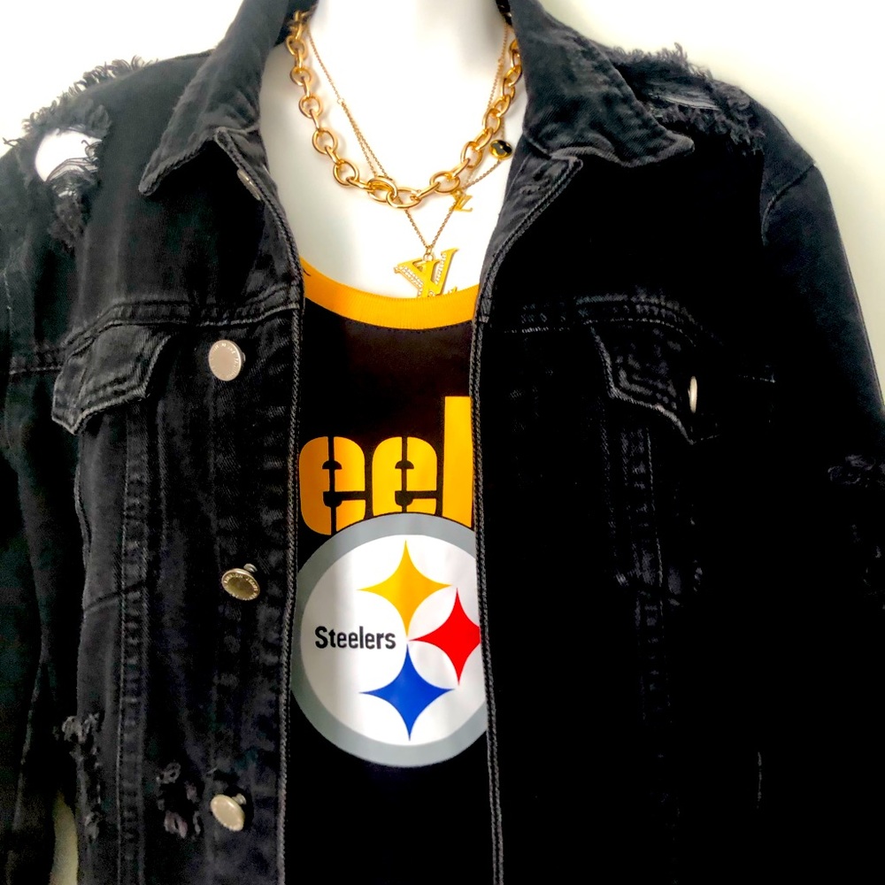 Distressed jean jacket